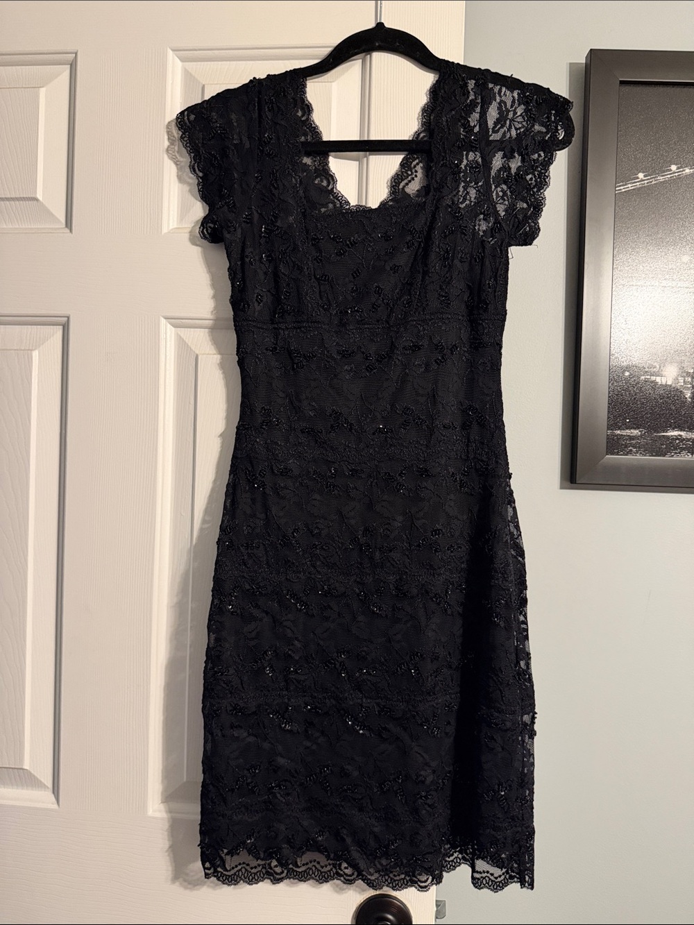 Black Lace Cap Sleeve Dress - Elegant Evening Dress